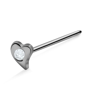 Stone Heart Shaped S316L Straight Nose Stud SSNSKA-200